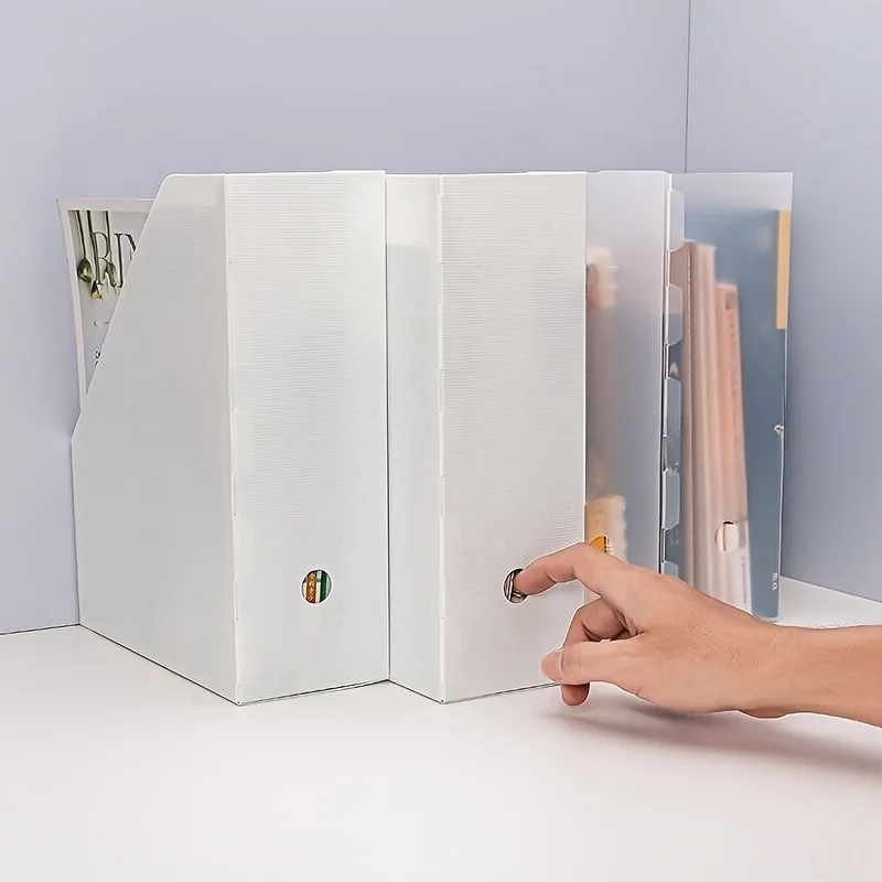 3Pcs File Storage Rack Holder Stand White Bookshelf Plastic Files Holders Desk Organizer Desktop Box Desk Book Holder