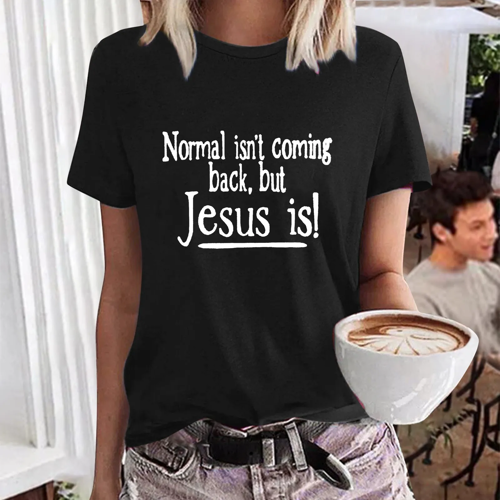 

Normal Isn`t Coming Women Vintage Tops Harajuku Christian T-shirt Faith Short Sleeve Streetwear Graphic Tee Shirt Femme Рубашки
