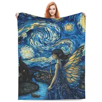 Butterfly Fairy Blanket Printed Throw Blanket Plush Fluffy Flannel Fleece Blanket Soft Throws for Sofa Couch and Bed