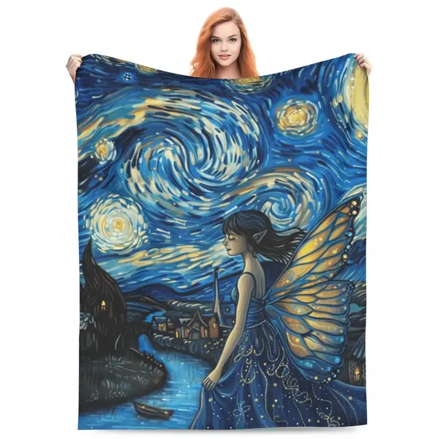 Butterfly Fairy Blanket Printed Throw Blanket Plush Fluffy Flannel Fleece Blanket Soft Throws for Sofa Couch and Bed