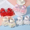Girls Baby Spring Summer New Walking Shoes Soft Soles Thin Princess Infant Cotton Floor Shoes Sequins Bow Newborn First Walkers 1