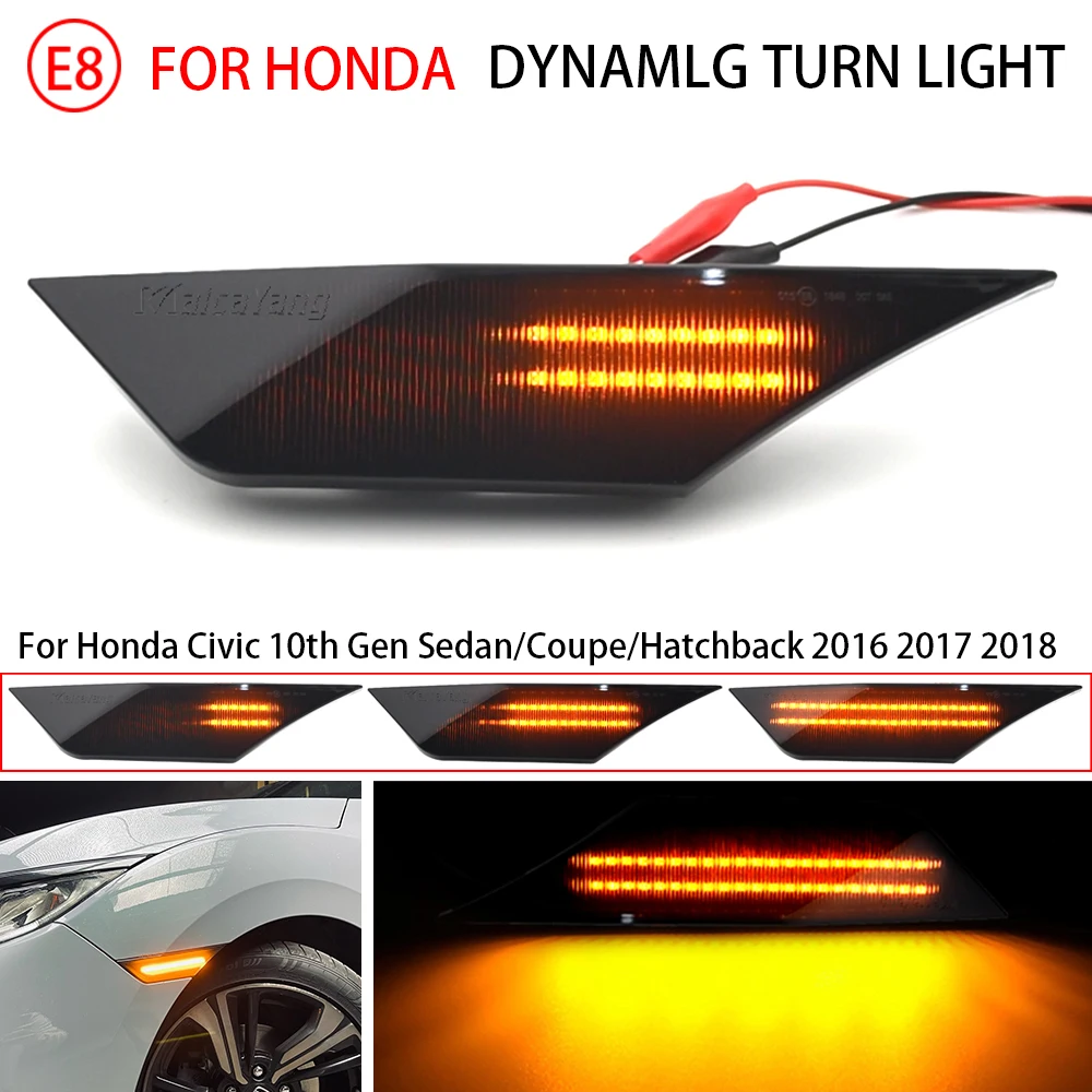 

Светодиодный динамический поворотный сигнал, боковой габаритный фонарь, указатель поворота для Honda Civic 10 Gen Sedan купе, хэтчбек 2016 2017 2018