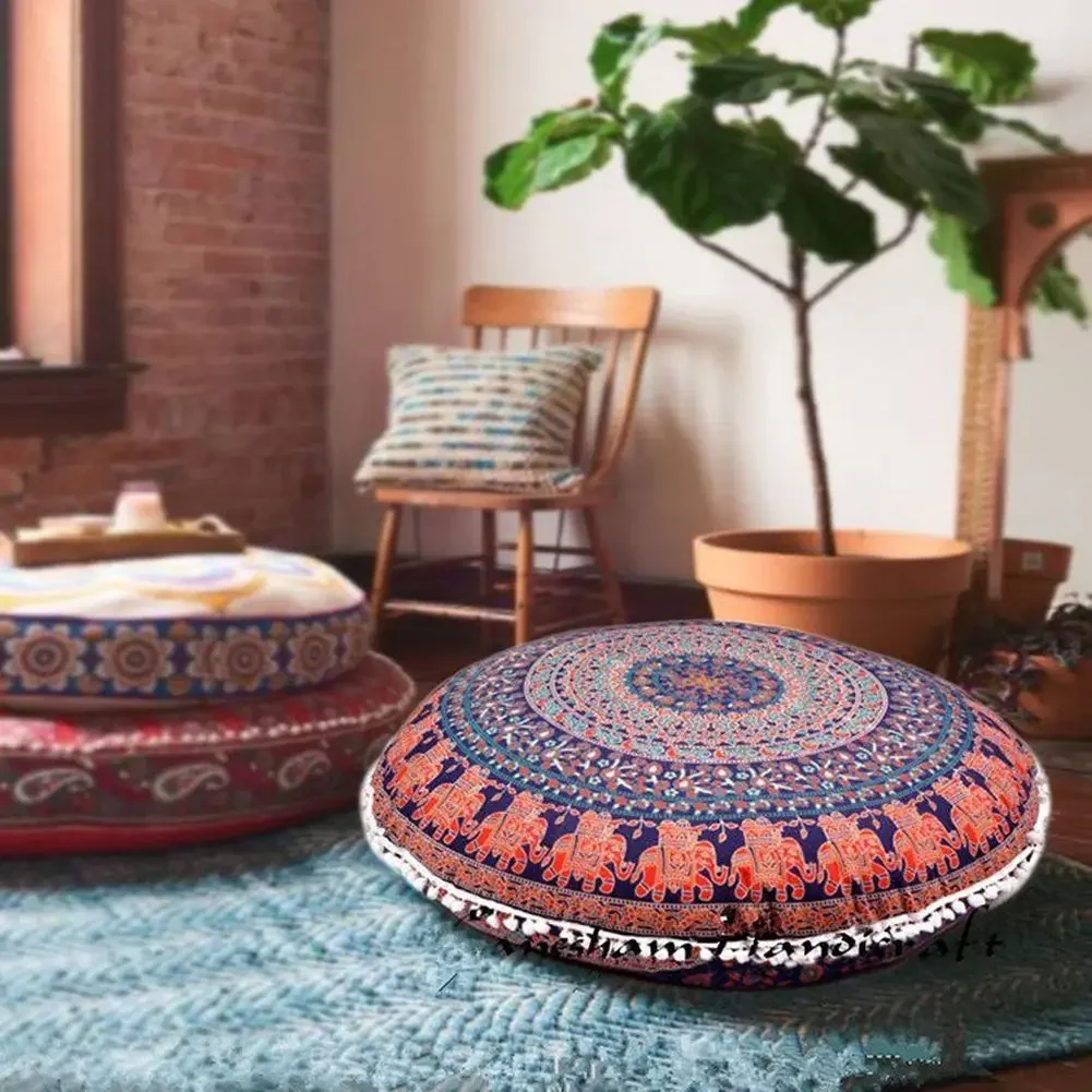 43x43cm Round Cushion Cover Thicken Round Linen Office Chair Cushion Cover Tatami Meditation Cushion Sofa Pillowcase Home Decor 3