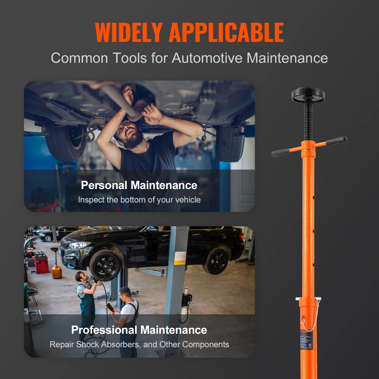 VEVOR Underhoist Stand 3/4 Ton Capacity Pole Jack, Lifting from 43.3" to 70.9" Triangular Base Two Wheels Automotive Support 6