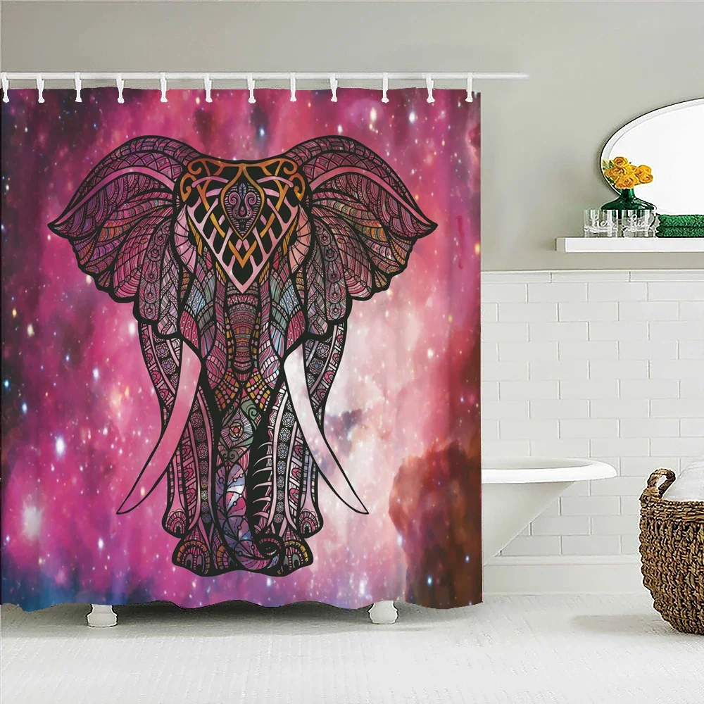 

Funny India Elephant Bath Curtain Waterproof Fabric Shower Curtains Bohemia Pattern Bathtub Screen for Bathroom Home Decor