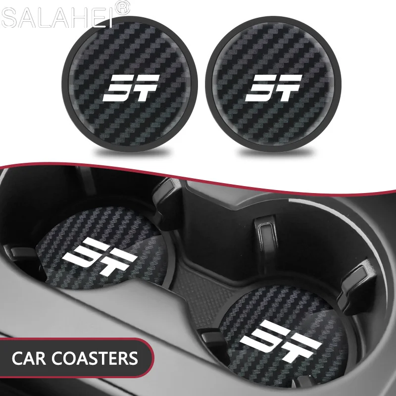 2Pcs Car Carbon Fiber Pattern Coaster Non Slip Water Cup Mat Anti-Dirt Pads For Chery Jetour Traveller T2 Styling Accessory cup holder coasters car coaster pads