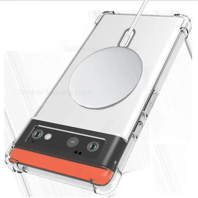 For Magsafe Transparent Case Funda For Google Pixel 6 Pro Wireless Charging Magsafing Cover For Google Pixel 6 Pro Magnetic Case