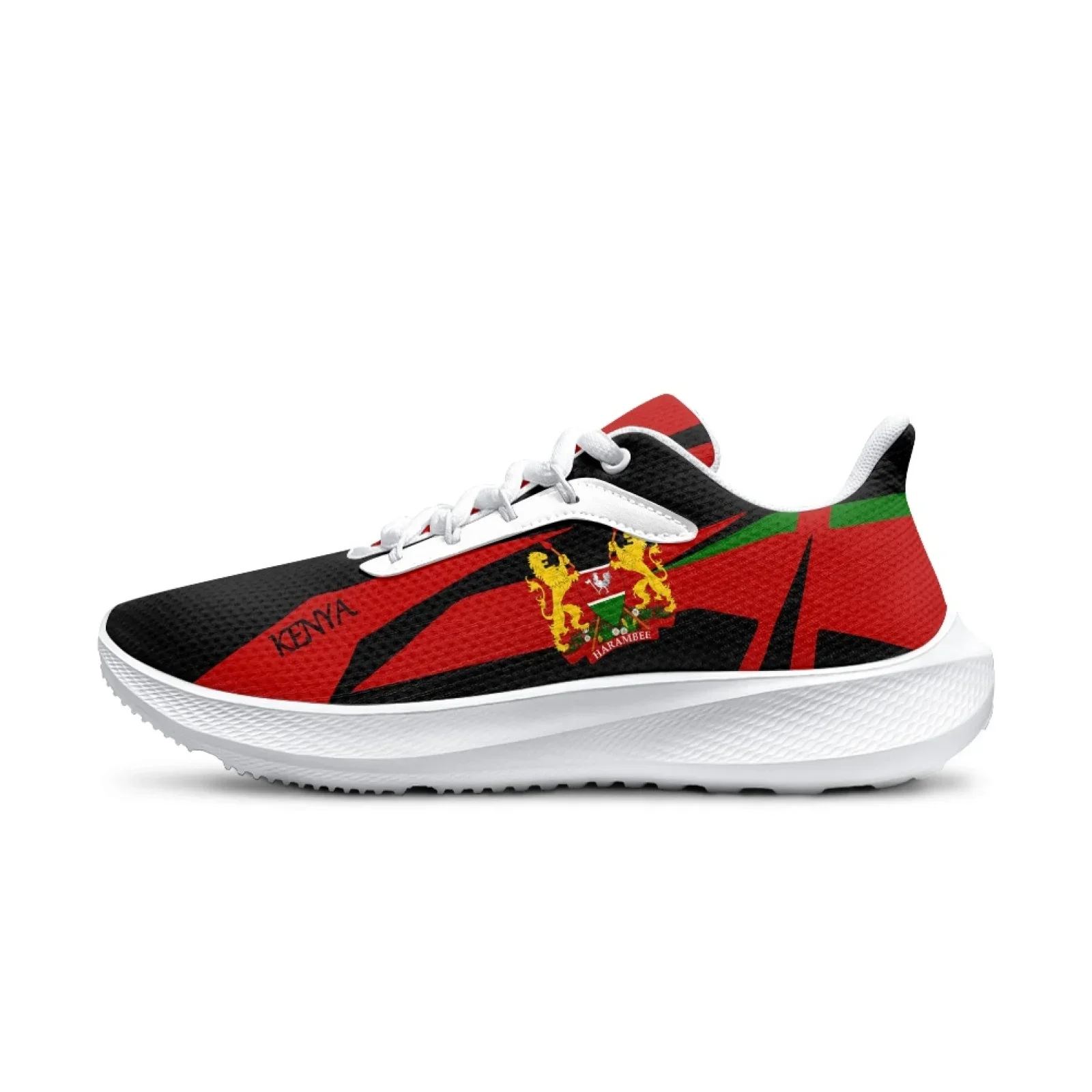 Kenya Flag Sneakers Lightweight Lace-up Comfortable Summer Casual Sneakers White Lace-up Tennis Shoes Footwear