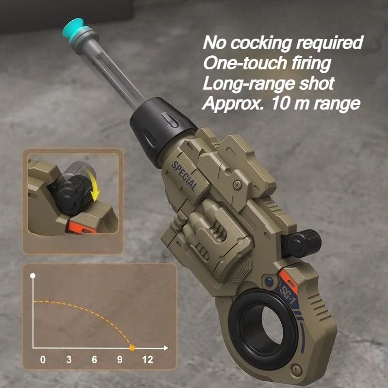 2er-Pack EDC Fidget Launcher, revolverförmiges Kunststoffmodell mit Mini-Fingerspitzen-Spinner, inklusive 6 Saugdarts, Stressabbau_voghion.com