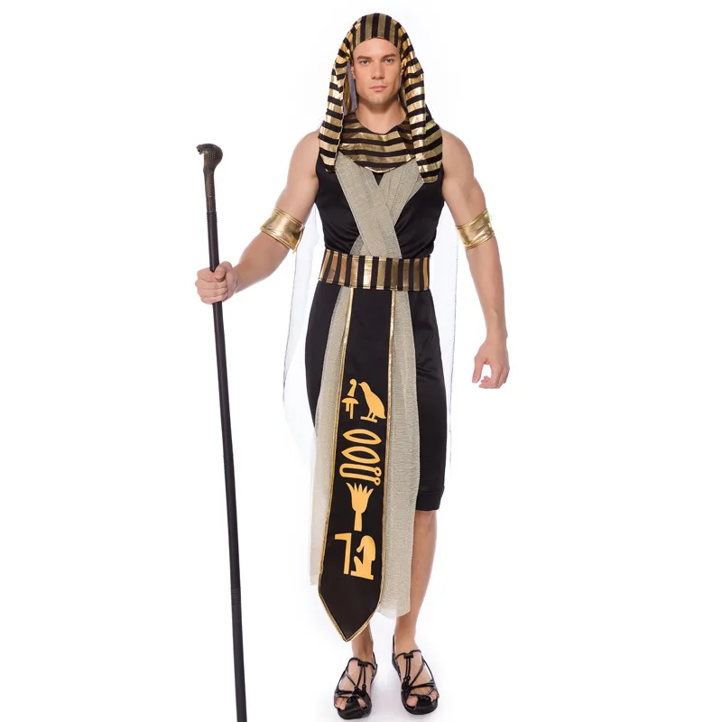 

Ranqi Mens King of Egypt King Tut Costume Gold Halloween Cosplay