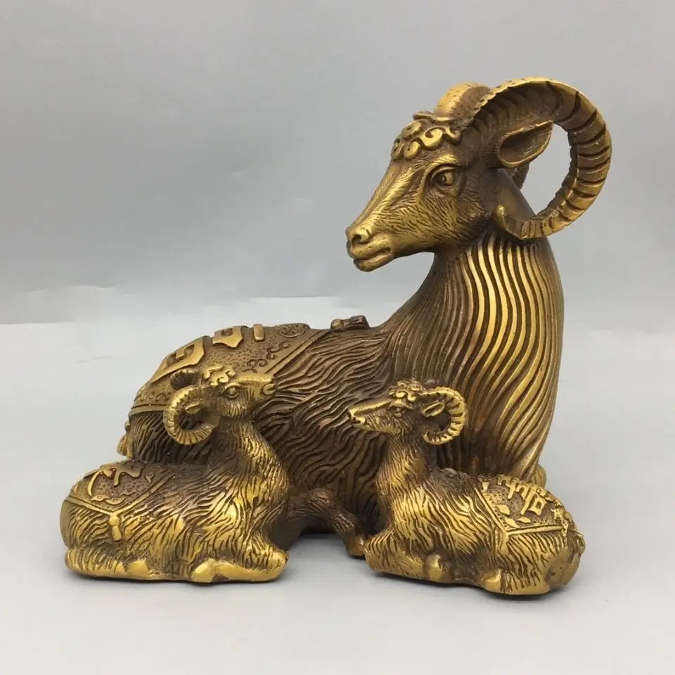 

Antique bronze collection Fulu Shou sheep three sheep Kaitai exquisite craftsmanship, mellow pulp and complete type