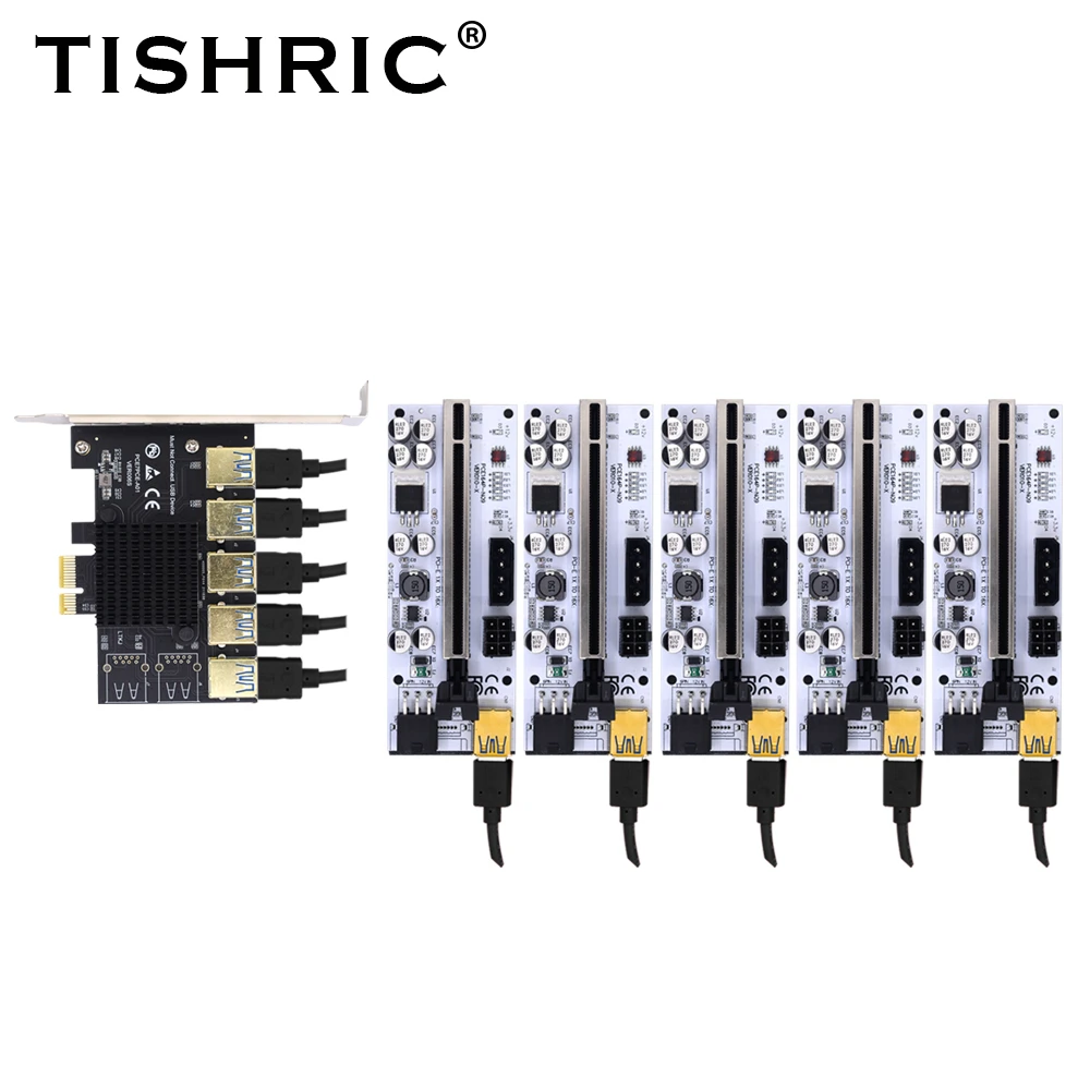 TSIHRIC PCIE 1 to 4/5/6 Pci Express Multiplier USB3.0 Extender Pci Express 1x 16x Card Slot Riser 009s 010 For Bitcoin Mining data cable types