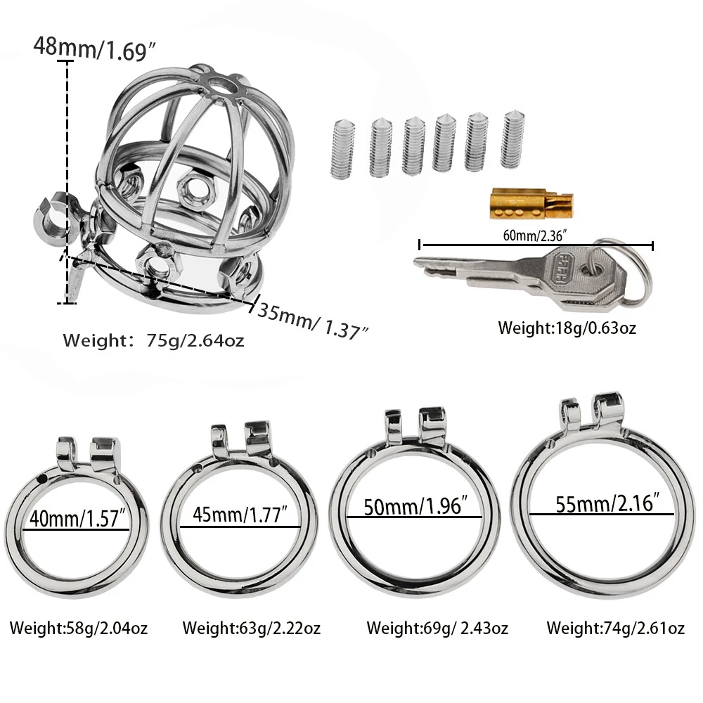 Male Penis Chastity Cage Stainless Steel Cock Cage Slave Restrict Ring Chastity Lock Sex Toy for Men