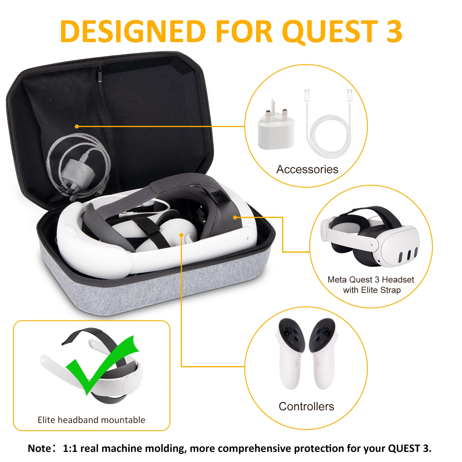New Hard EVA Portable Carrying Case Bag Shockproof Protective Travel Case Storage Bag for Meta Quest 3 VR And VR Accessories