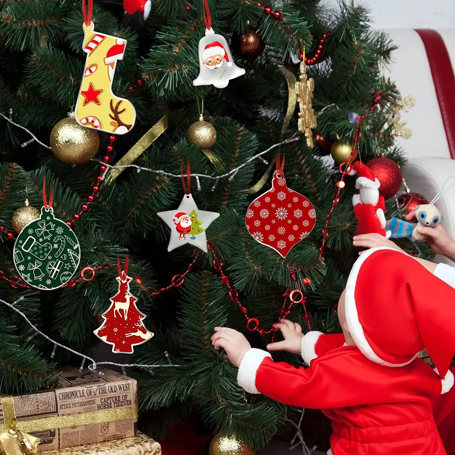 10Pcs Clear Blank Acrylic Christmas Ornaments Unfinished Round Acrylic Christmas Tree Pendant Ornaments For DIY Craft Hanging