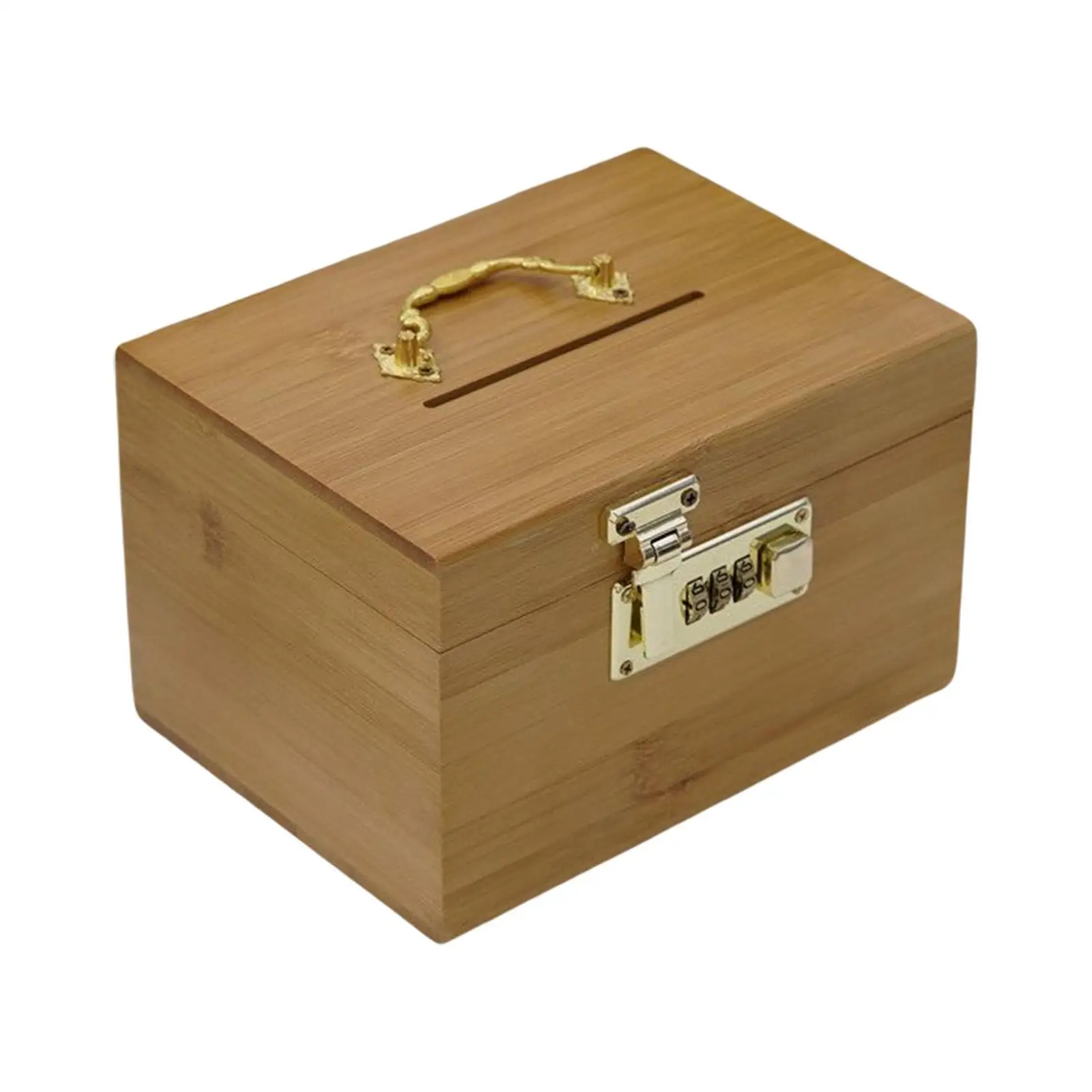 

Wooden Piggy Bank with Combination Lock Mini Adult and Child Coin Bank Valuables Storage Box Treasure Storage Organizer Box