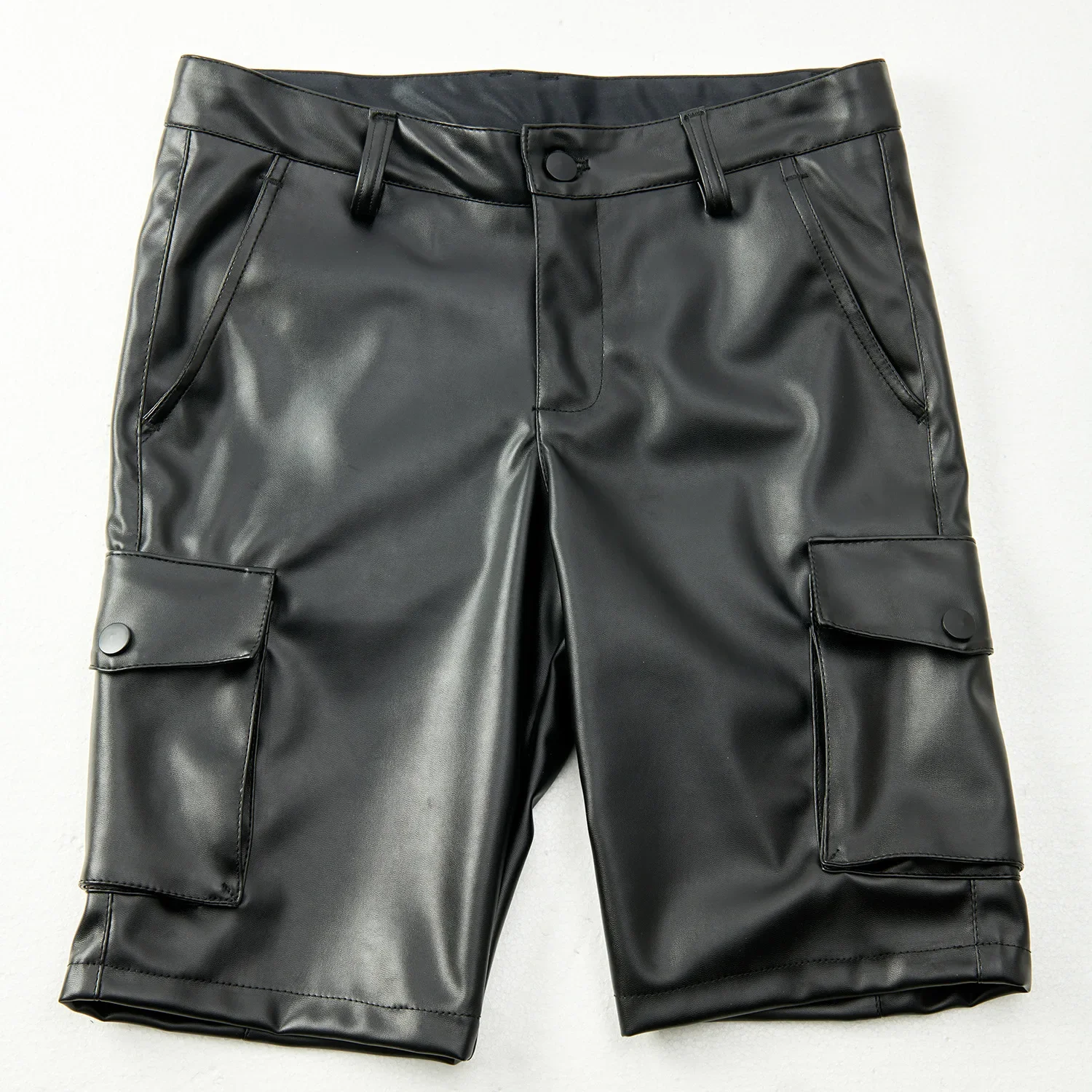 Trousers Men Summer thin Stretch Leather White Black Shorts For Young Cross-border