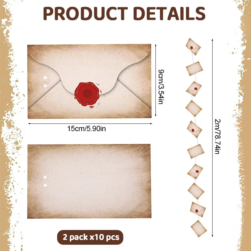 20pcs Floating Magic Wizard Acceptance Letter Banner Hanging Garland for Halloween Party Decoration Birthday DIY Invitation Card