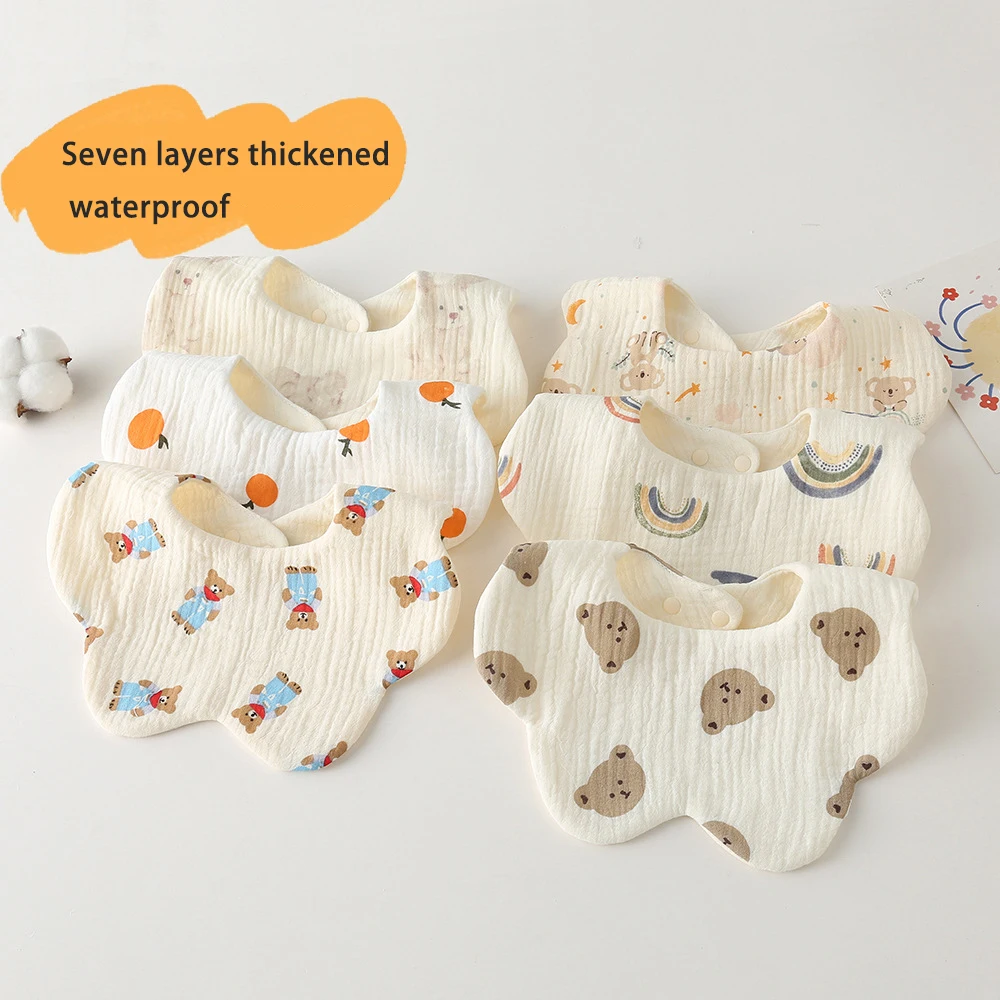 Saliva Towel Baby Bib Feeding Bib Cotton Bib Set 7 Layers for Boy Girl