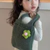 Kids Girls Cute Knitted Hand Bags Applique Solid Hand Bags Cute Photograph Prop Japanese Korean Style Kids Shoulder Bags 1