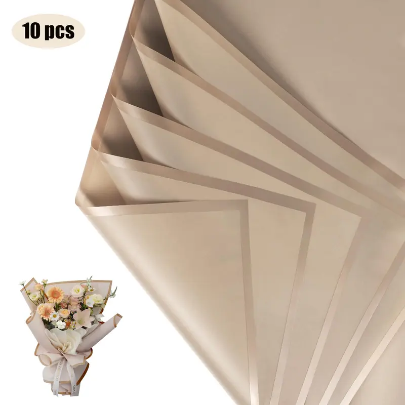 10 Sheets Flower Wrapping Paper with Golden Edges, Waterproof Bouquet Packaging - Ideal for DIY Weddings & Birthdays - Image 25