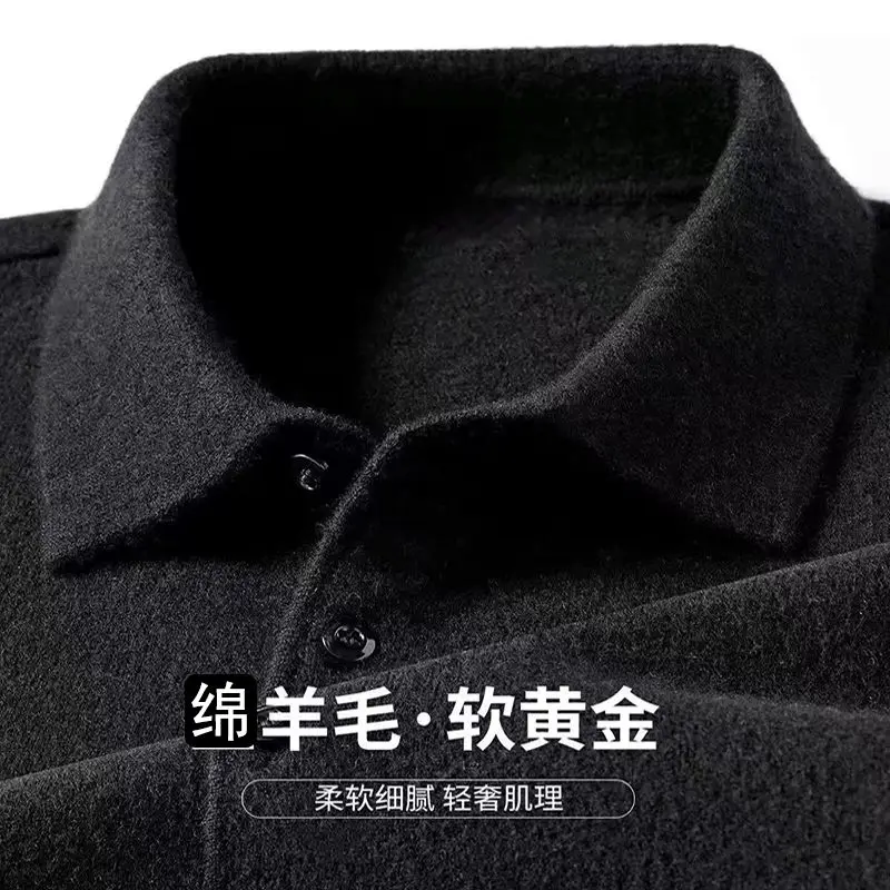 Polo da uomo Morbido leggero caldo lavorato a maglia di lusso semplice pullover con bottoni 2025 risvolti Comodo maglione da lavoro 4