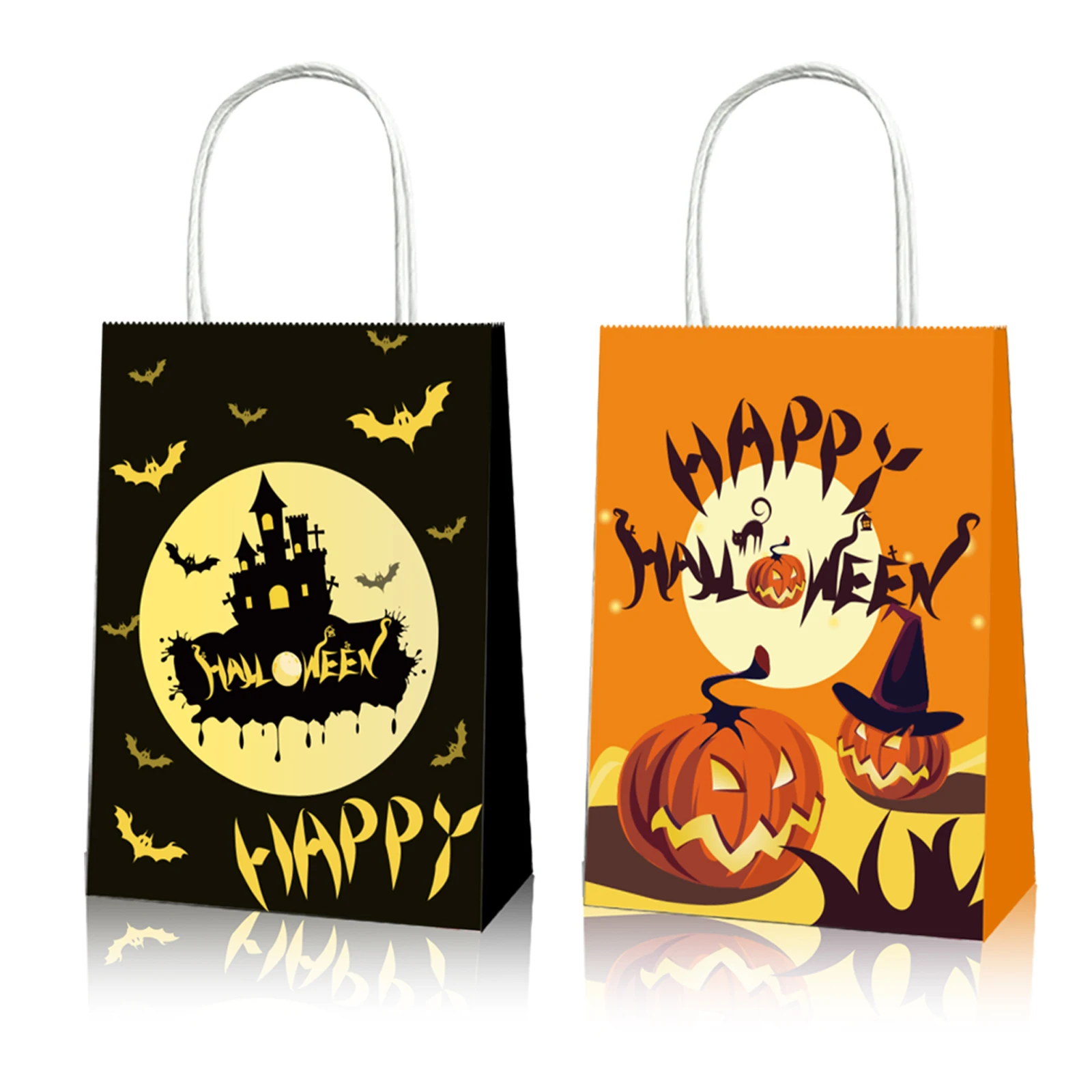 

BD044 12Pcs Happy Halloweeen Bat Ghost Spider All Saints Day Party Portable Packing Paper Gift Bags Hallowmas Party Decorations