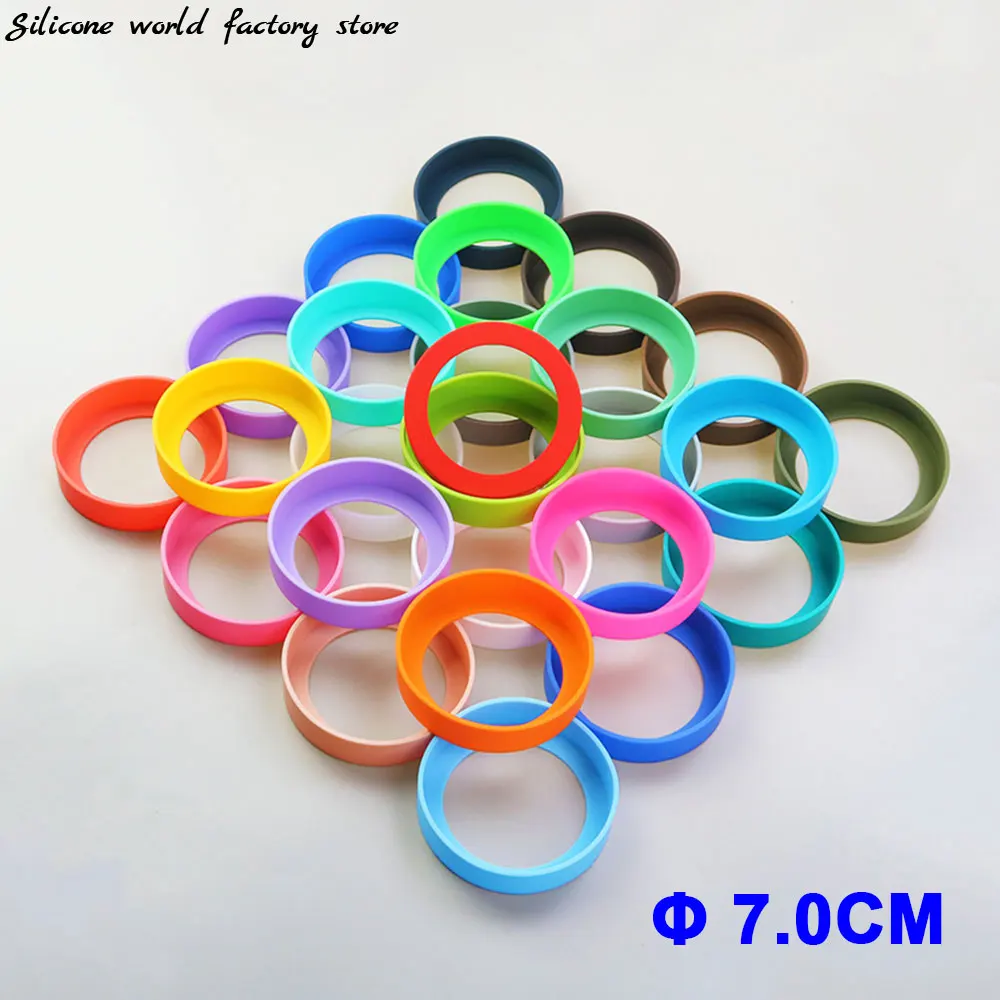 

70MM Silicone Cup Bottom Cover 7.0CM Water Cup Cover Sheath 28 Colors Wear-resistant Water Bottle Cover Non-slip Coaster Sleeve