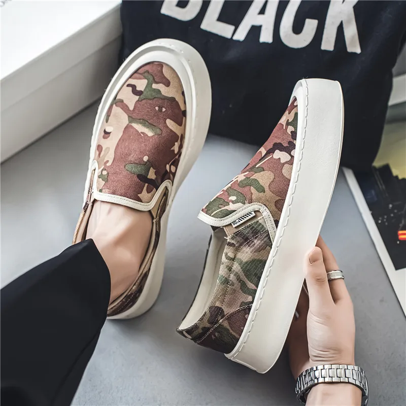 Fashion Camouflage Canvas Loafers Men Espadrilles Breathable Slip-on Men's Vulcanized Shoes Summer Platform Casual Sneakers Men