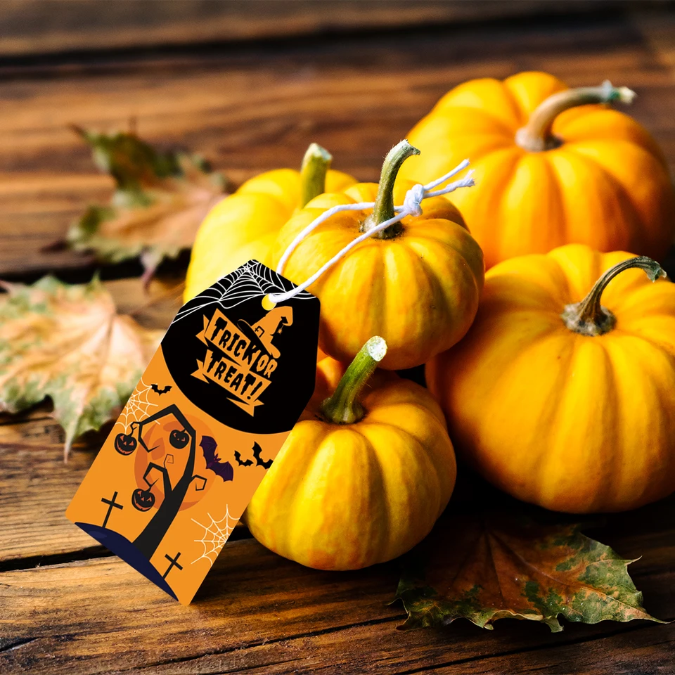 Lot De 60 étiquettes Cadeaux Halloween - Papier épais Avec Corde De Chanvre, Motifs Mignons Ou Effrayants, 4x7 Cm