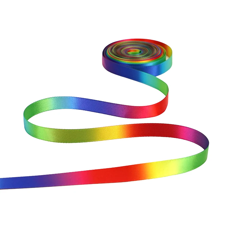 9mm-50mm Rainbow Gradient Double Face Printed Satin Ribbon for Gift Package Diy Decorative Ribbon Children's Hair Bows 100Yards