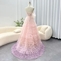 Luxury Dubai Ombre Pink Lilac Evening Dress for Women Wedding Elegant One Shoulder Long Ball Gown Prom Dresses SCZ081 1