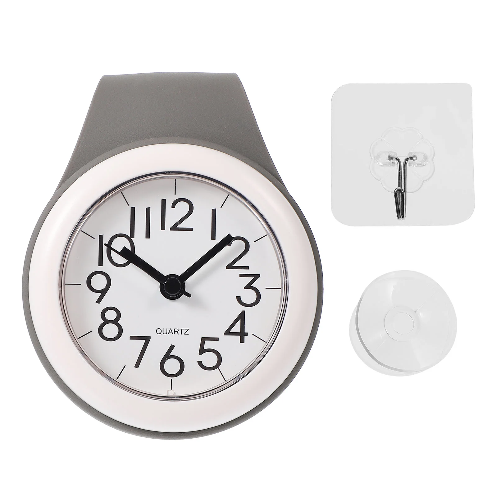 

Bathroom Suction Cup Wall Clock Alarm Waterproof Shower Silent with Hanging Hole Digital Timer Operated for Home Decor