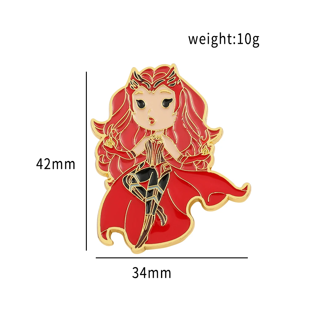 Marvel Scarlet Witch Wanda Maximoff Olsen Enamel Pin Lapel Brooch Red Metal Badge Jewelry Accessaries Christmas Gift images - 6