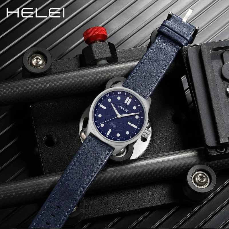HELEI2024 Men's Luxury Men's Leather Hand Waterproof Casual Design Quartz Men's Watch Men's Watches Luxury Watches