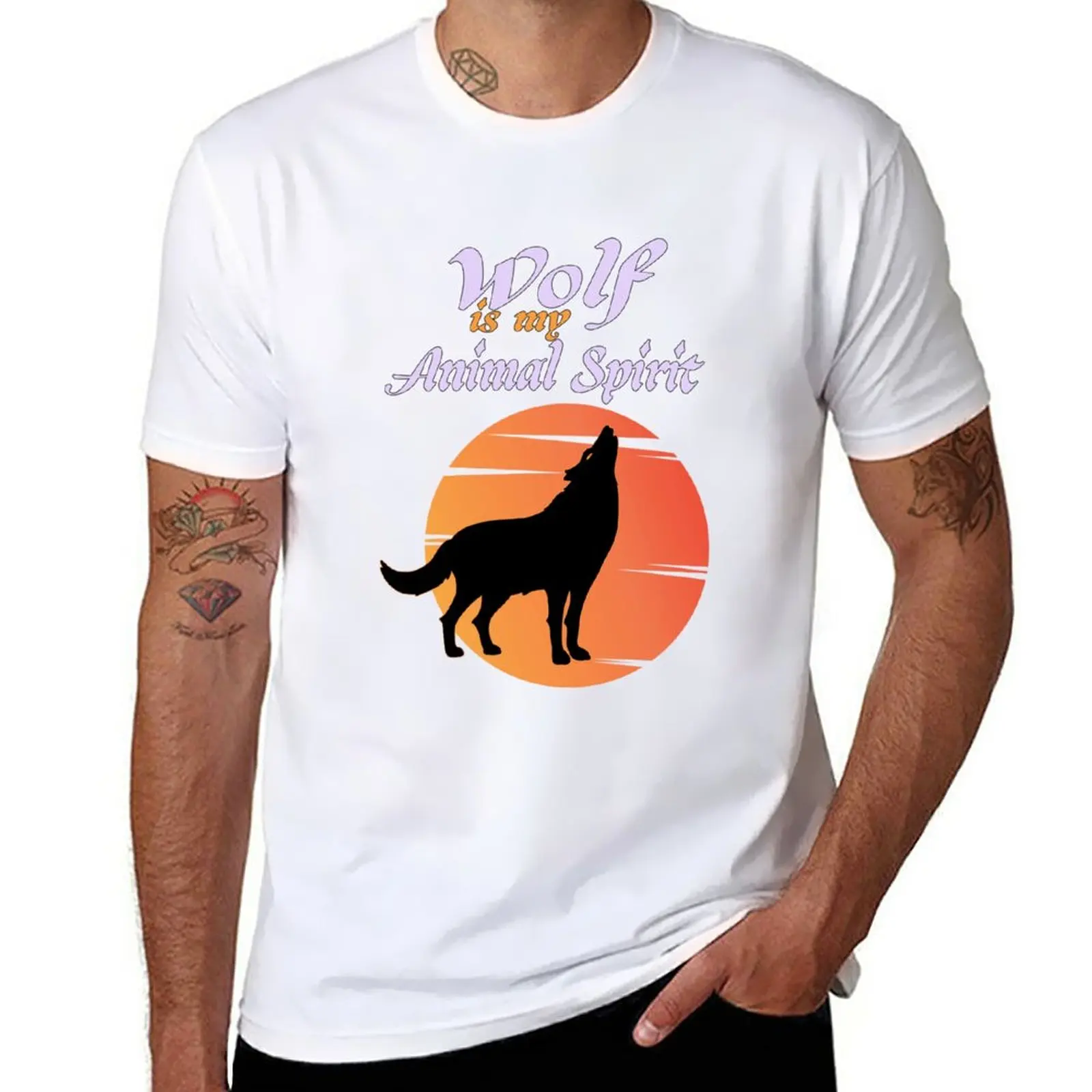 

New Wolf Is My Spirit Animal T-Shirt graphic t shirts Short sleeve T-shirts for men cotton