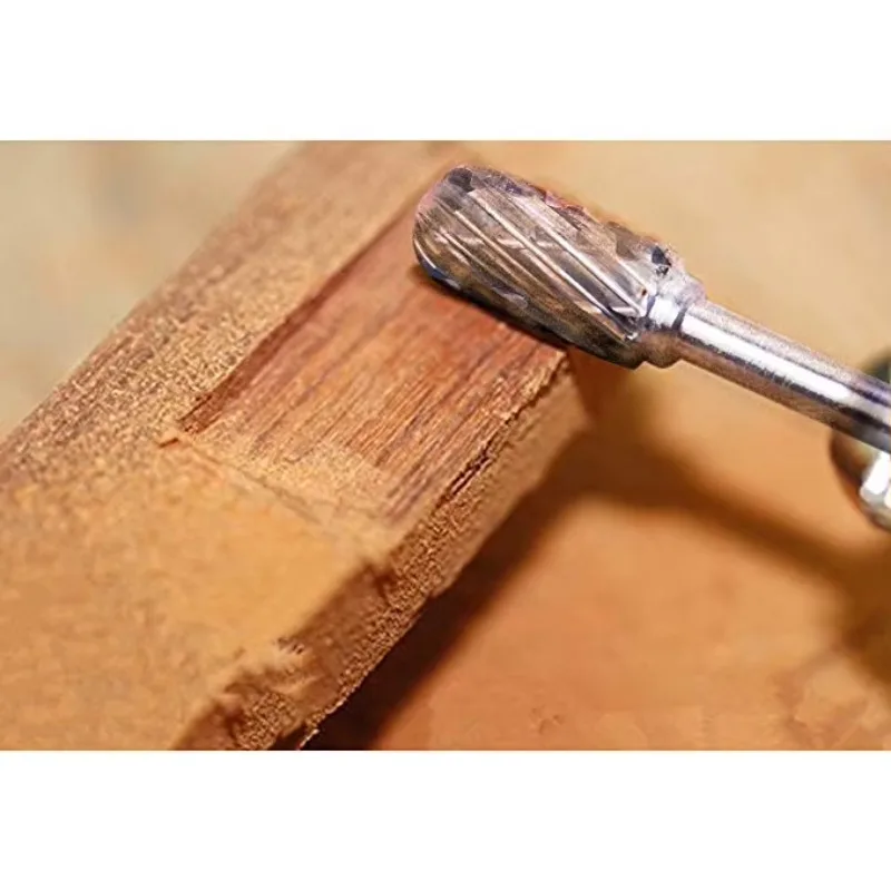 Die Grinder Shank Rotary Burr 10 Pcs/set 6mm Tungsten Carbide Single/Double Cut Rotary Point Burr 1/8" Shank Fit Rotary Tools