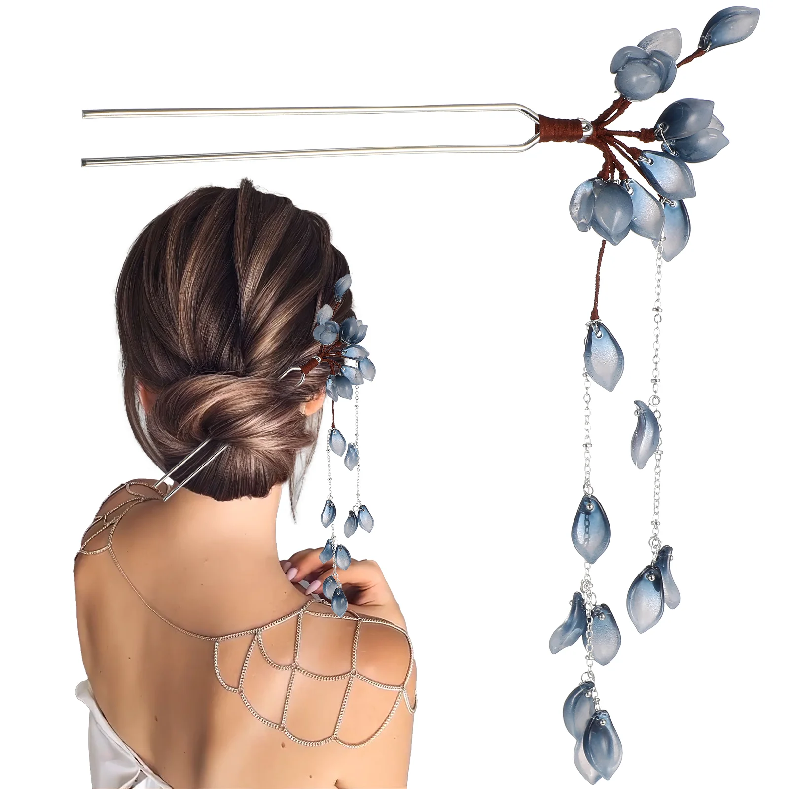

Chinese Style Retro Tassel Hairpin Glazes Women Hair Stick Rhinestone Flower Hair Accessories Vintage Tassel Flower Hair Stick