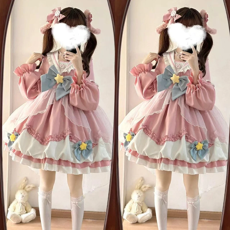 Harajuku Kawaii Lolita Sailor Dress With Bow Tie - Cute Japanese Style Mini Dress - View #5