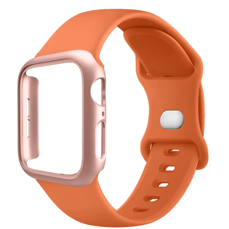 Versatile Protective Silicone Strap and PC Case for Apple Watch - Enhanced Durability and Style