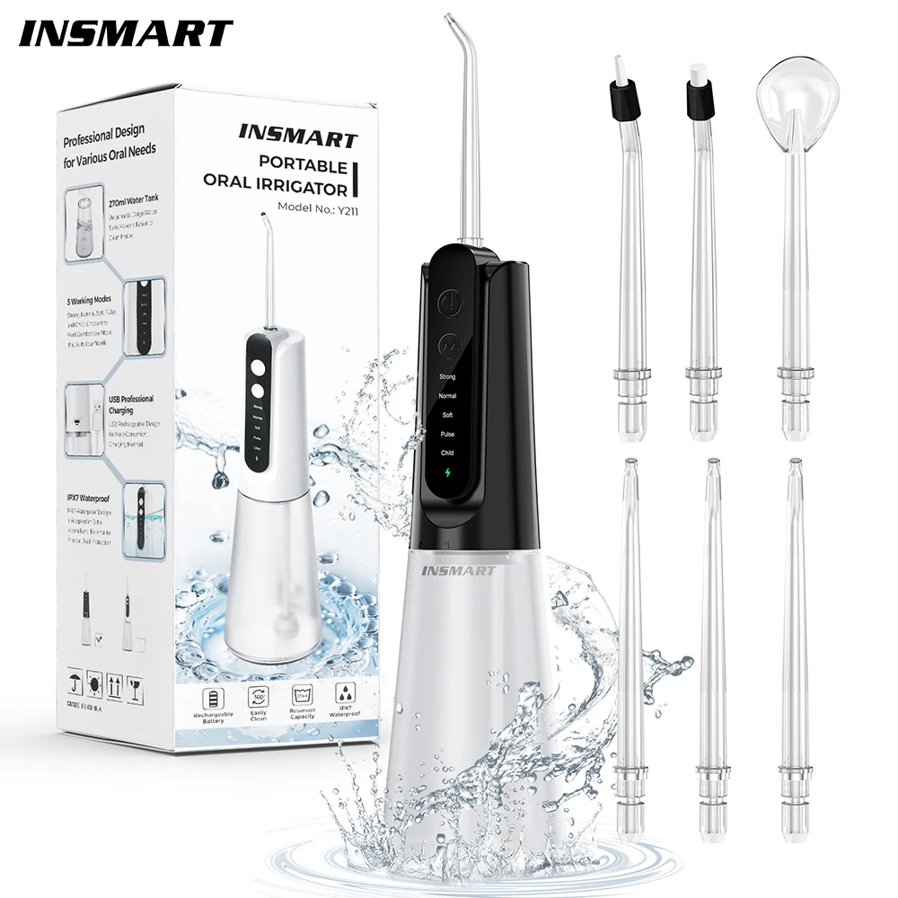 Oral Irrigator Dental Cleaner Water Flosser INSMART Portable Dental 270ML Teeth Cleaner Teeth Whitening Waterproof Floss