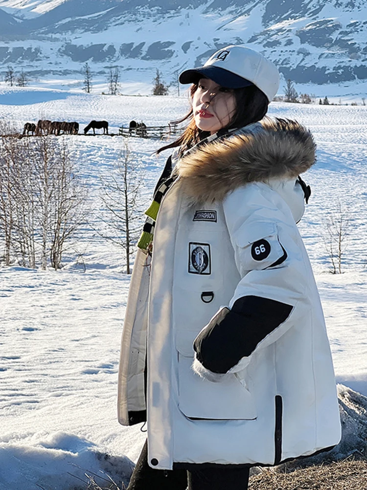 Abrigo Largo Y Grueso De Invierno Con Cuello De Piel , Chaqueta De Mujer ,  parkas , Nuevo , 2022