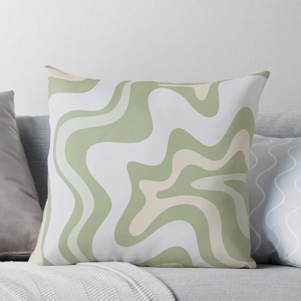 

Liquid Swirl Contemporary Abstract in Light Sage Green Grey Almond Throw Pillow Pillow Covers Decorative Bed pillowcases