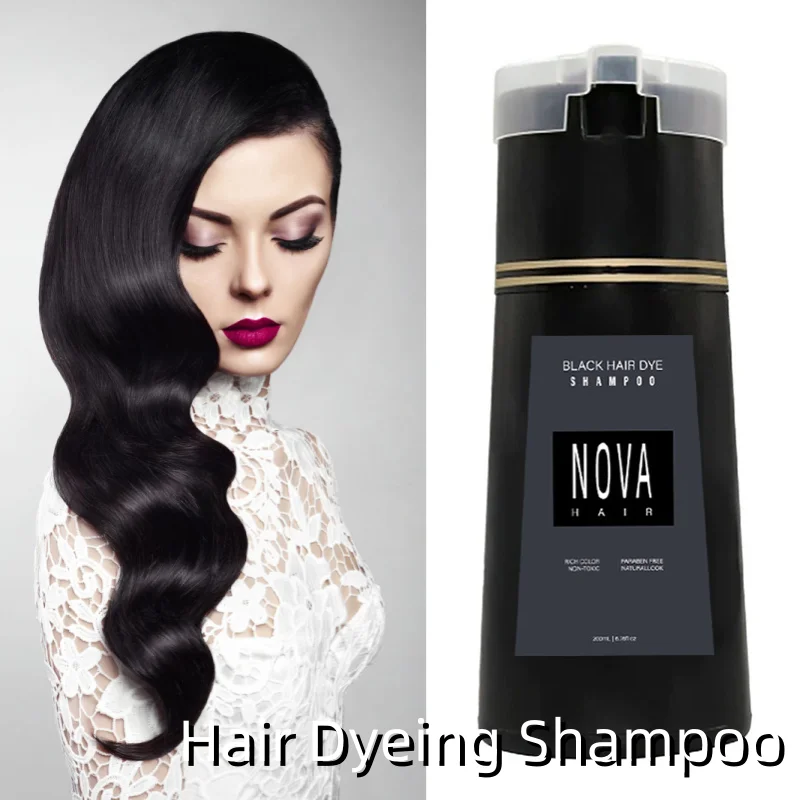 Nova Hair Dye Shampoo Quick Coloring Natural Harmless Cover White Grey Shampoo 3-in-1 Cleaning Nourishing Hair Dye Product 2