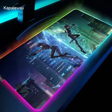 

Ghsot In The Shell DIY Gaming Mouse Pad Large Anime Mousepad RGB Computer Gamer Mause Pad LED Backlit Mat Keyboard Desk Mat