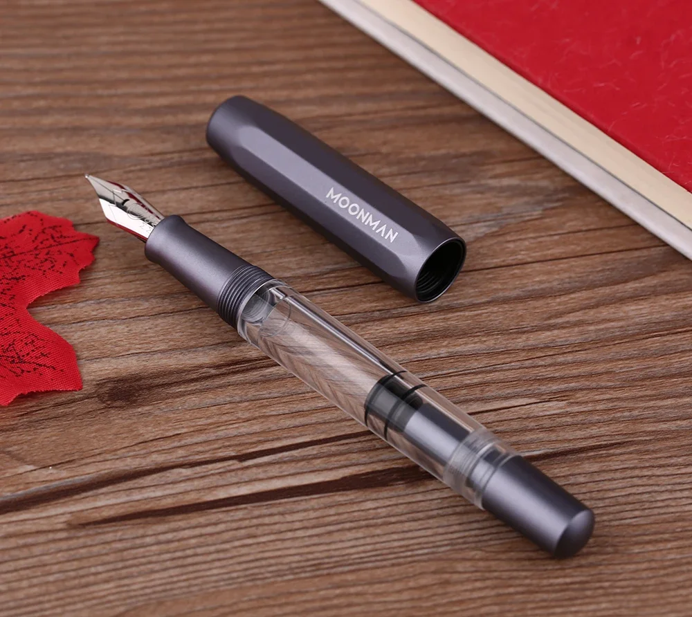 Penna stilografica a pistone in acrilico e metallo MAJOHN T1 in lega di alluminio EF/F/M penna regalo di grande capacità per ufficio aziendale