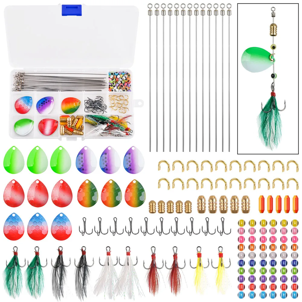 190Pcs Rotating Spinner Fishing Lure Making Kit Metal Spoon Sequins ...