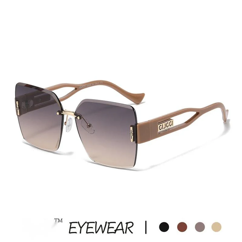 New High-end Women's Korean Version Personalized Frameless Cut Edge Sunglasses Fashion Square Large Frame Plain Glasses_voghion.com