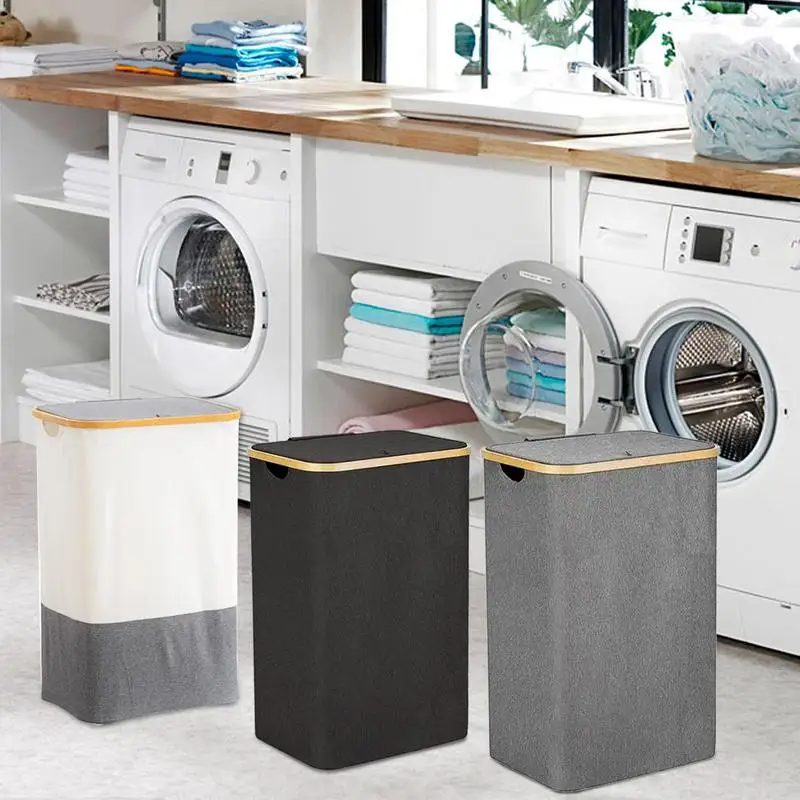 

Laundry Hamper Collapsible Portable Oxford Cloth Hamper Storage Basket With Waterproof Removable Inner Bag For Bedroom Cupboard