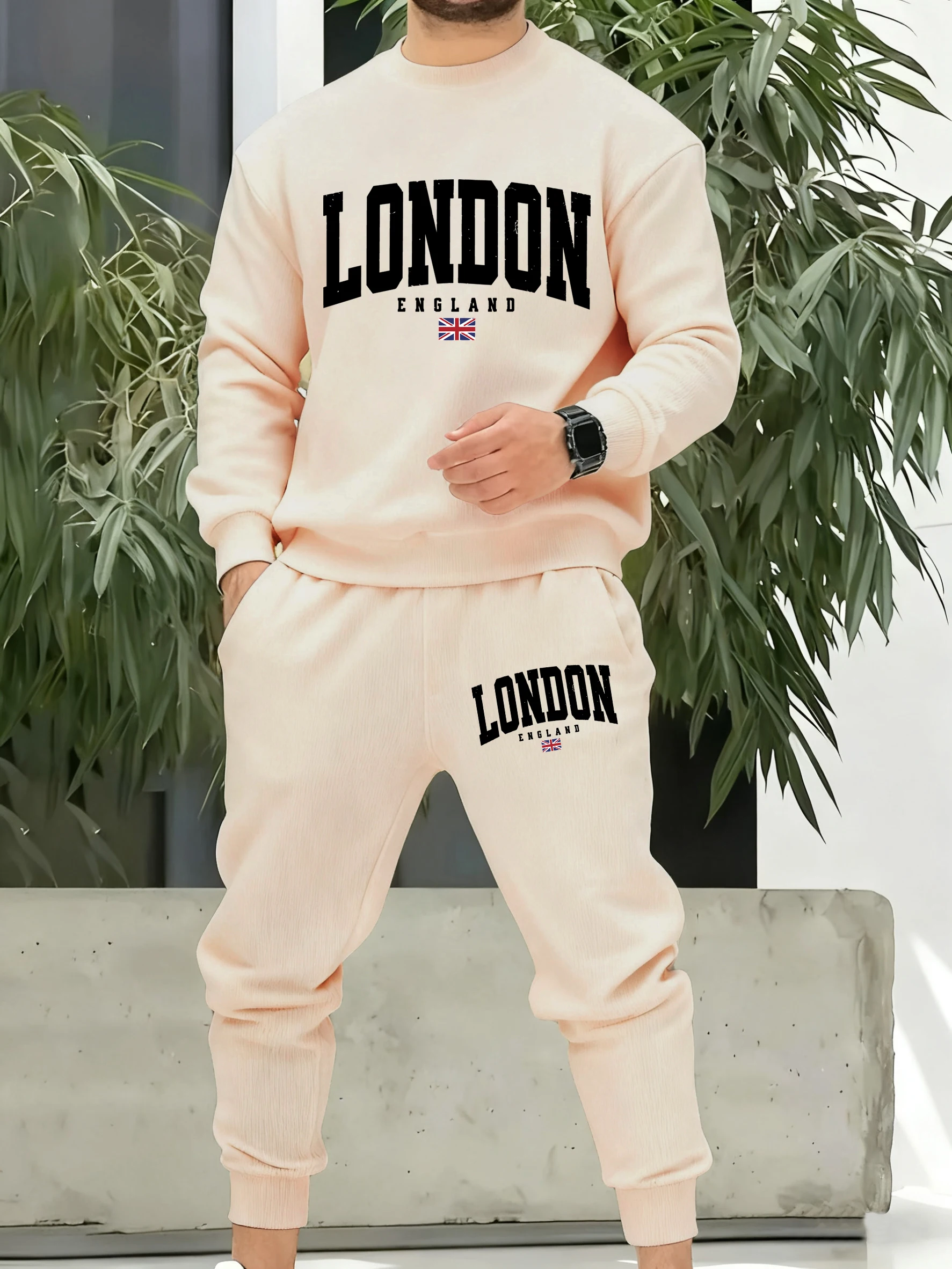 London England Flag Print Men Tracksuit Street All-Match Pants Autumn Warm Retro Long Sleeve Casual Fleece Unisex  Soft Clothing